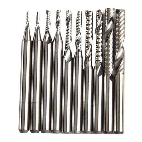 URPIZY 10 Stück CNC Fräser Schaftfräser Spiralnut Einschneiden 3.175mm 1/8 Zoll Schaft Hartmetall Holzbearbeitung Gravur Werkzeug Für Acryl PVC MDF von URPIZY