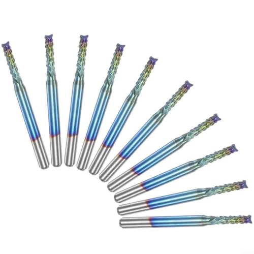 URPIZY CNC Router Bits Set 10 Stück 2.4mm Schaftfräser Mit Blauer Beschichtung Hartmetall Fräser Für PCB Kunststoff Holz Aluminium 3.175mm Schaft URPIZY CNC Router Bits Set 10 Stück 2.4mm Schaftfräser Mit Blauer Beschichtung Hartmetall Fräser Für PCB Kunststoff Holz Aluminium 3.175mm Schaft von URPIZY