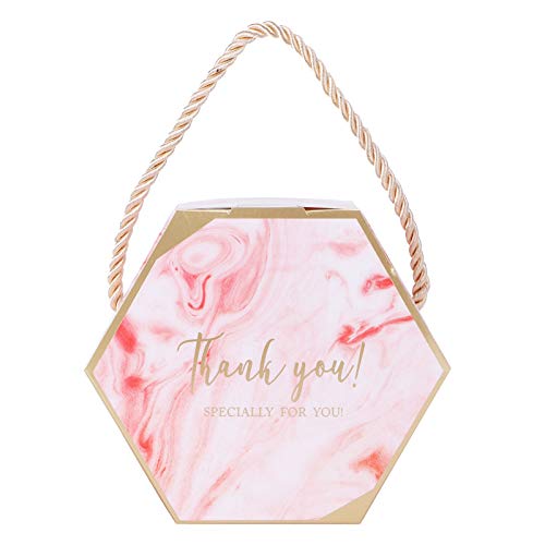 10 Set sechseckige Candy Boxes Taschen mit Seilen für Schokolade Geschenkboxen European Weddings Supplies(Rosa) von Cikonielf