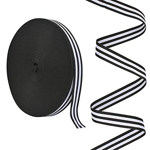 URROMA 1 Rolle gestreiftes Ripsband, 2 cm x 45,7 m, weißes und schwarzes Polyesterband für Geschenkverpackungen, Hochzeit, Geburtstag, Weihnachten, Party, Dekorationszubehör URROMA 1 Rolle gestreiftes Ripsband, 2 cm x 45,7 m, weißes und schwarzes Polyesterband für Geschenkverpackungen, Hochzeit, Geburtstag, Weihnachten, Party, Dekorationszubehör von URROMA
