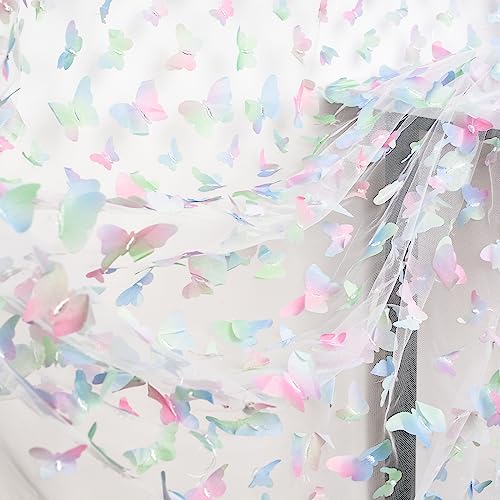URROMA 1 Yard Stickerei Schmetterling Spitze Stoff, Gradient Blue 3D Schmetterling Spitze Stoff Mesh Tüll Spitze für DIY Hochzeit Kleid Kostüm Zubehör Schleier Home Decor URROMA 1 Yard Stickerei Schmetterling Spitze Stoff, Gradient Blue 3D Schmetterling Spitze Stoff Mesh Tüll Spitze für DIY Hochzeit Kleid Kostüm Zubehör Schleier Home Decor von URROMA