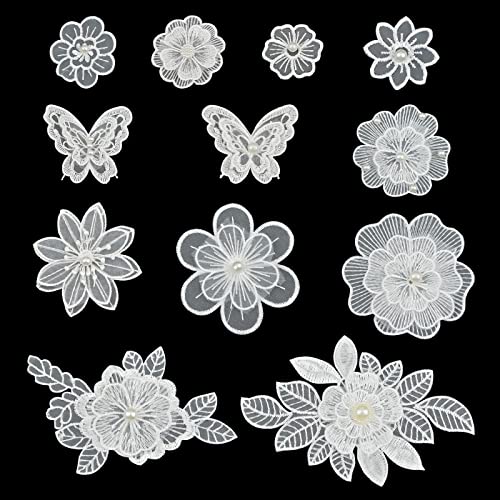 URROMA 12 x Spitzenblumen-Stickerei-Applikationen, weißer Organza, zum Aufnähen, für Hochzeit, Brautkleid, DIY, Nähen, Basteln, Kleidung, Haarschmuck URROMA 12 x Spitzenblumen-Stickerei-Applikationen, weißer Organza, zum Aufnähen, für Hochzeit, Brautkleid, DIY, Nähen, Basteln, Kleidung, Haarschmuck von URROMA