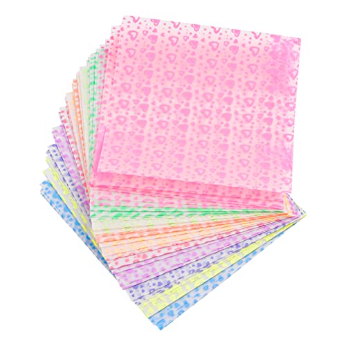 URROMA 140 Stück 7 Farben Buntes Papier, einzigartige leuchtende Farben, Sortiment von quadratischen Blättern mit Origami-Herz-Motiv, handgefertigt für Kunsthandwerk (9 cm) von URROMA