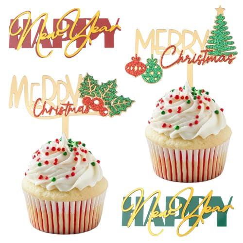 URROMA 2 große und 24 kleine Cupcake-Aufsätze, bunte Acryl-Cupcake-Anhänger, Weihnachtsmotive, Spiegel-Kuchenspieße für DIY-Dekor-Zubehör URROMA 2 große und 24 kleine Cupcake-Aufsätze, bunte Acryl-Cupcake-Anhänger, Weihnachtsmotive, Spiegel-Kuchenspieße für DIY-Dekor-Zubehör von URROMA