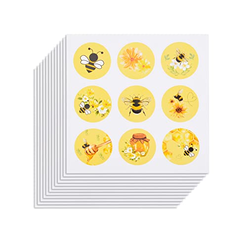 URROMA 20 Blatt Umschlagversiegelungsaufkleber, 180 Stück insgesamt gelbe Bienen-Aufkleber, Etiketten für Geschäftsversiegelung, Aufkleber für Pakete, Geschenkbox, kleine Unternehmen von URROMA