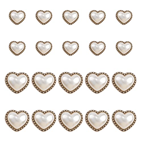URROMA 20 Pcs Faux Perle Strass Knöpfe, Gold Retro Vintage Perle Knöpfe Herz Kristall Knöpfe nähen auf Knöpfe Embellishments für DIY Crafts, 25mm + 18mm URROMA 20 Pcs Faux Perle Strass Knöpfe, Gold Retro Vintage Perle Knöpfe Herz Kristall Knöpfe nähen auf Knöpfe Embellishments für DIY Crafts, 25mm + 18mm von URROMA