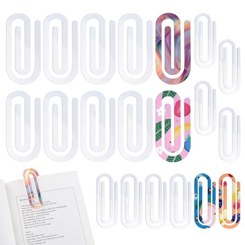 URROMA 20 x Sublimations-Büroklammern, Acryl-Sublimationsrohlinge, klare Wärmeübertragungs-Lesezeichen, Jumbo-Büroklammern für Lehrer, Büro, Zuhause, Bastelbedarf (2 Stile) von URROMA
