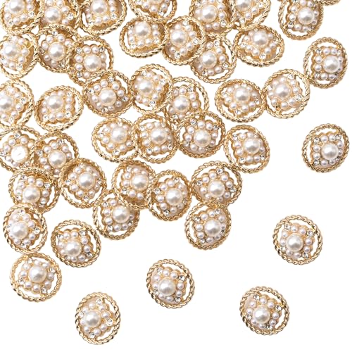 URROMA 25 Stück goldene Kunstperlenknöpfe, 23 mm, runde Knöpfe zum Aufnähen für Bastelarbeiten URROMA 25 Stück goldene Kunstperlenknöpfe, 23 mm, runde Knöpfe zum Aufnähen für Bastelarbeiten von URROMA