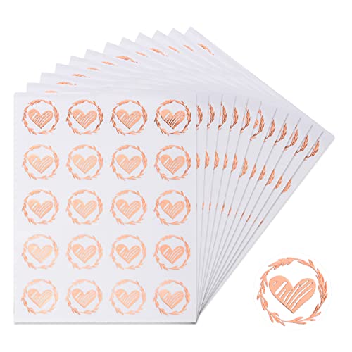 URROMA 30 Blatt transparente Herzumschlagsiegel, 600 Stück rotgoldene Herz-Aufkleber, 3,2 cm, runde Versiegelungsaufkleber für Hochzeitseinladungen, Umschläge URROMA 30 Blatt transparente Herzumschlagsiegel, 600 Stück rotgoldene Herz-Aufkleber, 3,2 cm, runde Versiegelungsaufkleber für Hochzeitseinladungen, Umschläge von URROMA