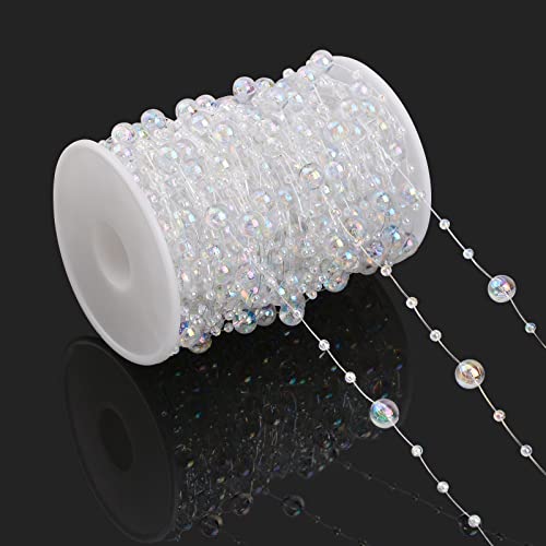 URROMA 30 Meter transparente Perlenschnur Kristall Acryl Edelsteine Perle Angelschnur Perlen Kette Girlande DIY Schmucklinie für Hochzeit Party Home Dekorationen Weihnachten Party URROMA 30 Meter transparente Perlenschnur Kristall Acryl Edelsteine Perle Angelschnur Perlen Kette Girlande DIY Schmucklinie für Hochzeit Party Home Dekorationen Weihnachten Party von URROMA