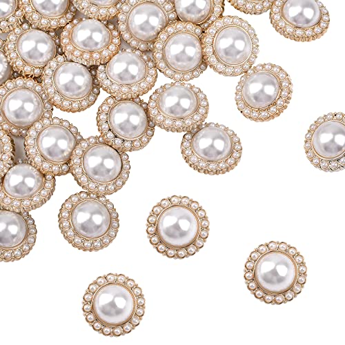 URROMA 30 Pcs Faux Pearl Buttons, Gold Retro Vintage Pearl Buttons Runde Knöpfe nähen auf Knöpfe Verzierungen für DIY Crafts, 23 mm URROMA 30 Pcs Faux Pearl Buttons, Gold Retro Vintage Pearl Buttons Runde Knöpfe nähen auf Knöpfe Verzierungen für DIY Crafts, 23 mm von URROMA