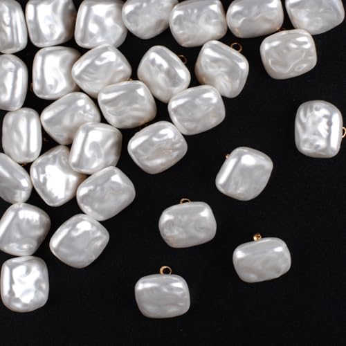 URROMA 30 Stück Knöpfe aus Kunstperle, gewellt, quadratisch, weiß, Nähzubehör für Kleidung, Mäntel, Kostüme, Pullover, Nähen, Basteln, 12 mm URROMA 30 Stück Knöpfe aus Kunstperle, gewellt, quadratisch, weiß, Nähzubehör für Kleidung, Mäntel, Kostüme, Pullover, Nähen, Basteln, 12 mm von URROMA