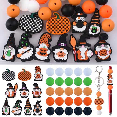 URROMA 35 Stück Halloween-Silikonperlen, Cartoon-Zwerge, runde Fokal-Perlen für Halskette, Ohrringe, Schlüsselanhänger, Armband, Stift, Basteln, DIY-Zubehör, Dekoration URROMA 35 Stück Halloween-Silikonperlen, Cartoon-Zwerge, runde Fokal-Perlen für Halskette, Ohrringe, Schlüsselanhänger, Armband, Stift, Basteln, DIY-Zubehör, Dekoration von URROMA