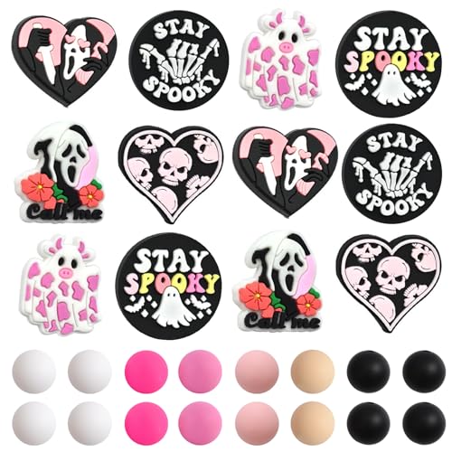 URROMA 36 Stück rosa Halloween-Silikonperlen, fokale Silikonperlen für Schlüsselanhänger, Herstellung gemischter Silikon-Fokalperlen für Stifte, Halskette und Armband URROMA 36 Stück rosa Halloween-Silikonperlen, fokale Silikonperlen für Schlüsselanhänger, Herstellung gemischter Silikon-Fokalperlen für Stifte, Halskette und Armband von URROMA