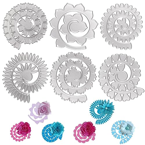 URROMA 3D-Metall-Stanzformen für Kartenherstellung, 6 Stück, Prägeschablone, Blumen, Spiralform, Metall-Stanzformen für Scrapbooking, Papierbasteln, Kartenherstellung, Album, Stempel, DIY-Dekoration URROMA 3D-Metall-Stanzformen für Kartenherstellung, 6 Stück, Prägeschablone, Blumen, Spiralform, Metall-Stanzformen für Scrapbooking, Papierbasteln, Kartenherstellung, Album, Stempel, DIY-Dekoration von URROMA