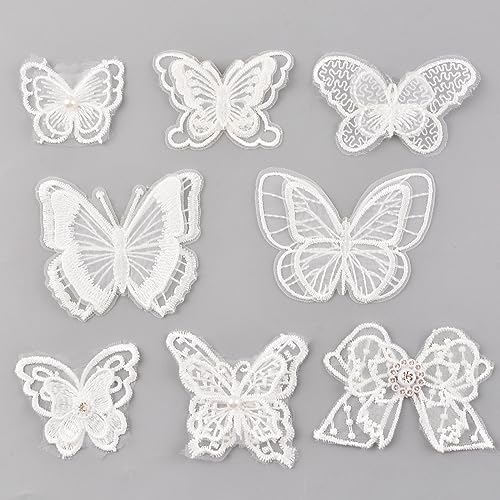 URROMA 8 Stück 3D-Schmetterlings-Spitzen-Aufnäher, Stickapplikation für DIY-Kleidung, Kleid, Haarschmuck, Braut-Kopfschmuck, Hochzeitsdekoration URROMA 8 Stück 3D-Schmetterlings-Spitzen-Aufnäher, Stickapplikation für DIY-Kleidung, Kleid, Haarschmuck, Braut-Kopfschmuck, Hochzeitsdekoration von URROMA