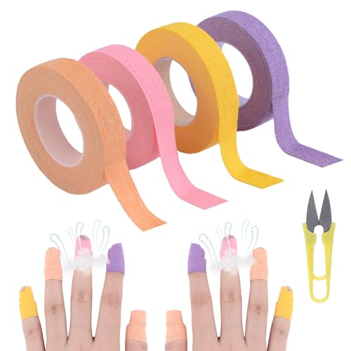 URROMA 4 Rollen Fingerhut für Handnäher, schützt Nägel, verstellbar und bunt, aus Baumwolle, zum Schutz der Finger, ideal für Handstickerei, Quilten und Basteln. von URROMA