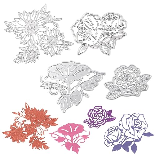 URROMA 4 Stück DIY Stanzformen Metall Prägeschablone Blume Stanzformen für Scrapbooking Papier Karte Kunst Handwerk Fotoalbum DIY von URROMA