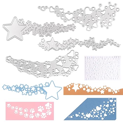 URROMA 4 Stück Stanzformen aus Metall, hohle Hunde-Fußabdrücke, Liebe, Herz, Stern, Spitzen-Prägeschablone für Kartenherstellung, Scrapbooking, Album, Papier, Bastelarbeiten, Geschenk, Dekoration URROMA 4 Stück Stanzformen aus Metall, hohle Hunde-Fußabdrücke, Liebe, Herz, Stern, Spitzen-Prägeschablone für Kartenherstellung, Scrapbooking, Album, Papier, Bastelarbeiten, Geschenk, Dekoration von URROMA