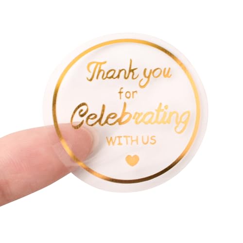 URROMA 500 Stück transparente PVC-Aufkleber mit Aufschrift "Thank You", Goldfolien-Aufkleber für kleine Unternehmen, runde Dankeskarten, Umschlag, Siegel, Aufkleber für kleine Unternehmen, von URROMA