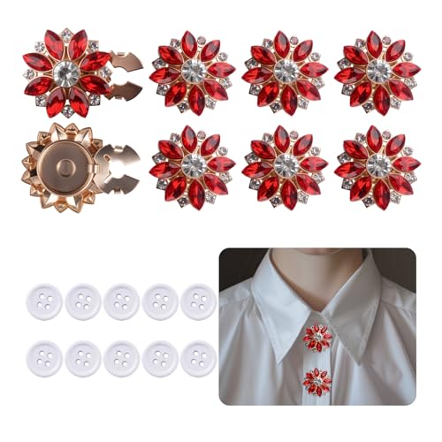 URROMA 6 Sets Strass-Knopfabdeckungen, rote Kristallknöpfe mit 10 Nähknöpfen, abnehmbare Manschettenknöpfe, Abdeckungen für Damen, Blusen, Kleidung, Dekoration URROMA 6 Sets Strass-Knopfabdeckungen, rote Kristallknöpfe mit 10 Nähknöpfen, abnehmbare Manschettenknöpfe, Abdeckungen für Damen, Blusen, Kleidung, Dekoration von URROMA