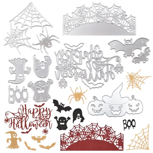 URROMA 6 Stück Halloween-Metall-Stanzformen, Stanzschablone, Prägeschablone, Geist, Fledermaus, Kürbis, Spinnennetz, Wortmuster, Stanzformen für Papierkarten, Dekoration, DIY, Scrapbooking, Album, URROMA 6 Stück Halloween-Metall-Stanzformen, Stanzschablone, Prägeschablone, Geist, Fledermaus, Kürbis, Spinnennetz, Wortmuster, Stanzformen für Papierkarten, Dekoration, DIY, Scrapbooking, Album, von URROMA