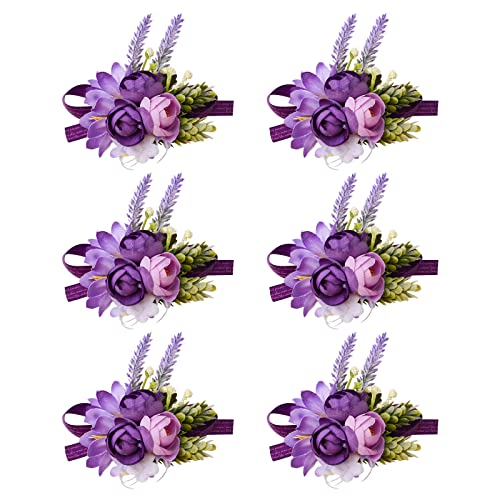 URROMA 6 Stück Handgelenk-Ansteckblumen, violette Ansteckblumen, Blumenstrauß, Anzug, Dekoration, Handblumen-Dekor für Brautjungfer, Braut, Hochzeit, Abschlussball, Party URROMA 6 Stück Handgelenk-Ansteckblumen, violette Ansteckblumen, Blumenstrauß, Anzug, Dekoration, Handblumen-Dekor für Brautjungfer, Braut, Hochzeit, Abschlussball, Party von URROMA