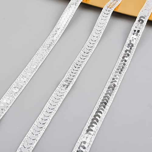 URROMA 9,1 m silbernes Paillettenband, Pailletten-Besatz für Kleid, Dekoration, Stirnband, Verzierung, Nähen, Kunst, Handwerk URROMA 9,1 m silbernes Paillettenband, Pailletten-Besatz für Kleid, Dekoration, Stirnband, Verzierung, Nähen, Kunst, Handwerk von URROMA