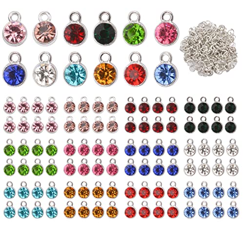 URROMA 96 Stück Silberrand Geburtstag Stein Anhänger, runde Kristall-Geburtsstein-Anhänger mit offenen Binderingen für Schmuck, Halsketten, Armbänder, Ohrringe, Zubehör zur Herstellung von Schmuck URROMA 96 Stück Silberrand Geburtstag Stein Anhänger, runde Kristall-Geburtsstein-Anhänger mit offenen Binderingen für Schmuck, Halsketten, Armbänder, Ohrringe, Zubehör zur Herstellung von Schmuck von URROMA