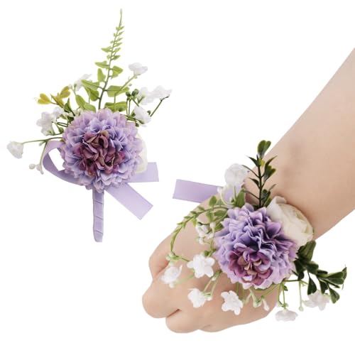 URROMA Ansteckblume und Ansteckblume Set, künstliche hellviolette Chrysanthemen Handblume für Abschlussball Hochzeit Handgelenk Corsage Handgelenk Blume für Abschlussfeier URROMA Ansteckblume und Ansteckblume Set, künstliche hellviolette Chrysanthemen Handblume für Abschlussball Hochzeit Handgelenk Corsage Handgelenk Blume für Abschlussfeier von URROMA