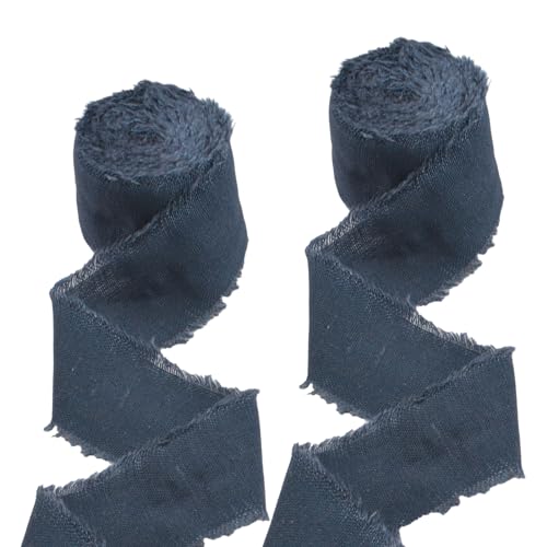 URROMA Baumwoll-Leinenband, 2 Rollen, dunkelblaue Fransen, ausgefranste Kanten, Stoff für Hochzeitseinladungen, Brautsträuße, Geschenkverpackungen URROMA Baumwoll-Leinenband, 2 Rollen, dunkelblaue Fransen, ausgefranste Kanten, Stoff für Hochzeitseinladungen, Brautsträuße, Geschenkverpackungen von URROMA