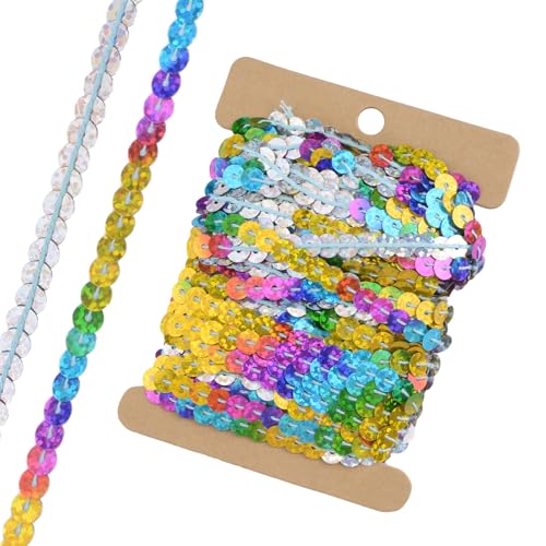 URROMA Buntes Pailletten-Band, geflochtene Borte, Flache Pailletten, f黵 Kleider, Haarreifen, Glitzer-Spitzen-Verzierungen f黵 Bastelarbeiten, Kost黰-Ornamente, 20 Yard URROMA Buntes Pailletten-Band, geflochtene Borte, Flache Pailletten, f黵 Kleider, Haarreifen, Glitzer-Spitzen-Verzierungen f黵 Bastelarbeiten, Kost黰-Ornamente, 20 Yard von URROMA