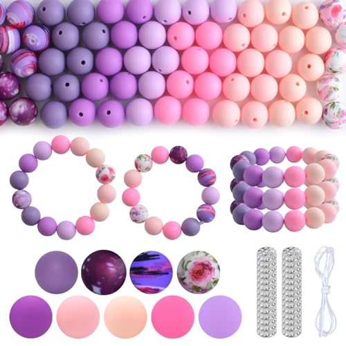 URROMA Buntes Silikonperlen-Set, 100 St點k, rosa, lila, gro遝 Silikonperlen, runde Fokusperlen f黵 Stifte, Halsketten, Schl黶selanh鋘ger, Armb鋘der, Bastelarbeiten URROMA Buntes Silikonperlen-Set, 100 St點k, rosa, lila, gro遝 Silikonperlen, runde Fokusperlen f黵 Stifte, Halsketten, Schl黶selanh鋘ger, Armb鋘der, Bastelarbeiten von URROMA