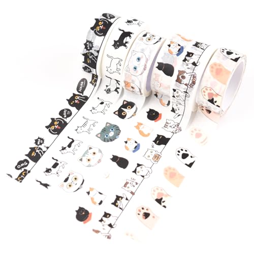 URROMA Cat Washi Tape, 6 Stück, Katzenmuster, Krallen, dekorativ, Clip, Bilderrahmen, Dekoration, Basteln, Zubehör, Klebeband URROMA Cat Washi Tape, 6 Stück, Katzenmuster, Krallen, dekorativ, Clip, Bilderrahmen, Dekoration, Basteln, Zubehör, Klebeband von URROMA