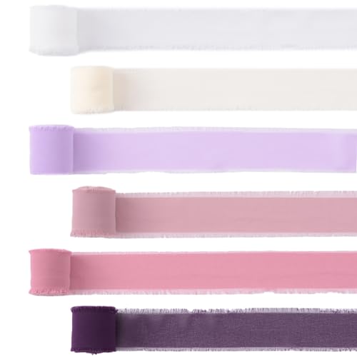 URROMA Chiffonb鋘der, 6 Rollen, rosa-lila, Seidenband, gemischte Farben, Fransen mit ausgefransten Kanten, Stoff f黵 Hochzeitseinladungen, Brautstrau? Bastelarbeiten URROMA Chiffonb鋘der, 6 Rollen, rosa-lila, Seidenband, gemischte Farben, Fransen mit ausgefransten Kanten, Stoff f黵 Hochzeitseinladungen, Brautstrau? Bastelarbeiten von URROMA