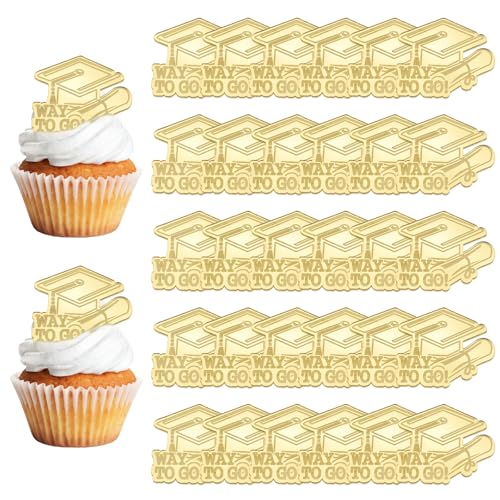 URROMA Cupcake-Aufsätze mit Abschlussfeier, goldfarben, für Abschlussfeier, Party, Dekoration, Grad Kappe, Cupcake-Picks für Kuchen, Acryl, Lebensmittel, Vorspeisen, 30 Stück URROMA Cupcake-Aufsätze mit Abschlussfeier, goldfarben, für Abschlussfeier, Party, Dekoration, Grad Kappe, Cupcake-Picks für Kuchen, Acryl, Lebensmittel, Vorspeisen, 30 Stück von URROMA
