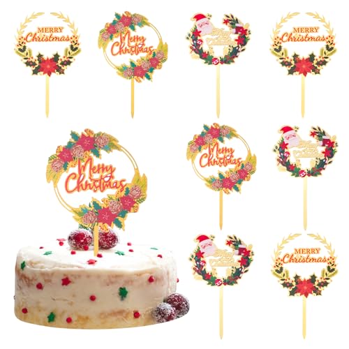 URROMA Cupcake-Aufsätze mit Aufschrift "Merry Christmas", 6 Stück, farbig bedruckte Blumen, Acryl, Weihnachtsmütze, Geschenk, Kuchenspieße für Party, DIY-Dekor-Zubehör URROMA Cupcake-Aufsätze mit Aufschrift "Merry Christmas", 6 Stück, farbig bedruckte Blumen, Acryl, Weihnachtsmütze, Geschenk, Kuchenspieße für Party, DIY-Dekor-Zubehör von URROMA