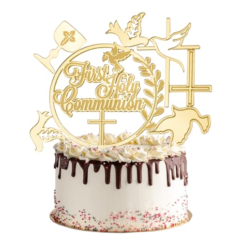 URROMA Cupcake-Topper, goldfarben, 20 Stück, Kreuz-Tauben, Tortenaufsatz, Kuchendekoration für Geburtstagspartys, Babypartys von URROMA