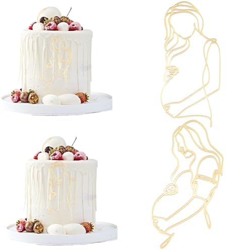 URROMA Cupcake-Topper f黵 Babypartys, Gravida-Linien, goldfarben, Tortenaufsatz, f黵 werdende M黷ter, Kuchen, Party, Kunst, Schriftarten, Dekorationen f黵 Babyparty (Stil 2), 2 St點k von URROMA