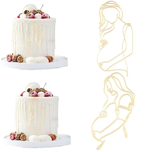 URROMA Cupcake-Topper f黵 Babypartys, Gravida-Linien, goldfarben, Tortenaufsatz, f黵 werdende M黷ter, Kuchen, Party, Kunst, Schriftarten, Dekorationen f黵 Babyparty (Stil 2), 2 St點k von URROMA