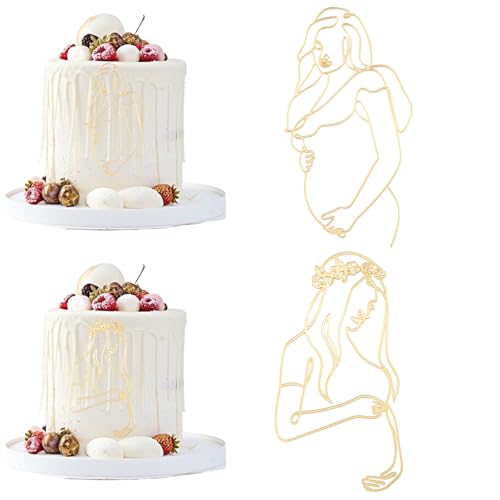 URROMA Cupcake-Topper f黵 Babypartys, Gravida-Linien, goldfarben, Tortenaufsatz, f黵 werdende M黷ter, Kuchen, Party, Kunst, Schriftarten, Dekorationen f黵 Babyparty (Stil 3), 2 St點k von URROMA