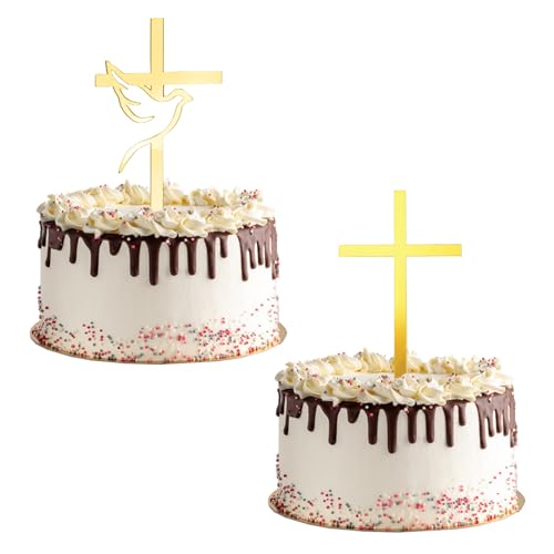 URROMA Cupcake-Topper mit goldenem Kreuz, Friedenstauben, 12 Stück, Kuchendekoration für Geburtstag, Babyparty, Party-Dekorationen von URROMA