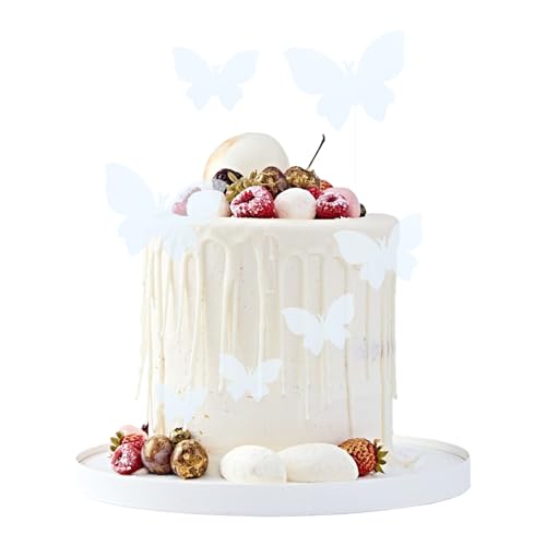URROMA Durchsichtige Schmetterlings-Cupcake-Aufsätze, 150 Stück, Schmetterlings-Kuchenaufsatz, Happy Birthday-Kuchenaufsatz, Kuchendekoration, Party-Dekorationen für Babyparty von URROMA