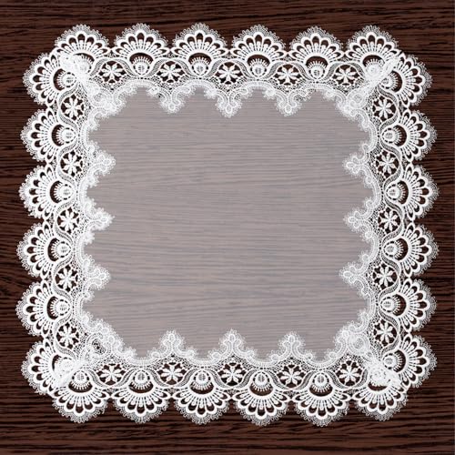 URROMA Elegante runde Jacquard-Deckchen mit Blumenspitze, gehäkelt, Tee-Set, Deckchen, Tischdekoration, Abdeckung für Zuhause, Kommode, Esstisch, 59,9 cm von URROMA