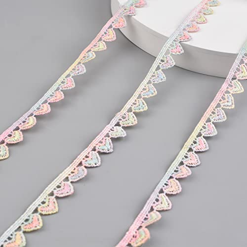 URROMA Farbverlauf, buntes Herz-Spitzenband, 4,5 m, mehrfarbige Spitze, Goldstickerei, Spitzenband zum Nähen, Metallic-Handwerk, Stoffbesatz URROMA Farbverlauf, buntes Herz-Spitzenband, 4,5 m, mehrfarbige Spitze, Goldstickerei, Spitzenband zum Nähen, Metallic-Handwerk, Stoffbesatz von URROMA