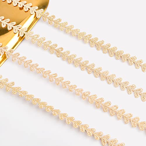 URROMA Goldener Herz-Spitzenbesatz, 15 Meter Goldstickerei-Bordüre zum Nähen, Kuchen, Stirnband, Heimdekoration URROMA Goldener Herz-Spitzenbesatz, 15 Meter Goldstickerei-Bordüre zum Nähen, Kuchen, Stirnband, Heimdekoration von URROMA