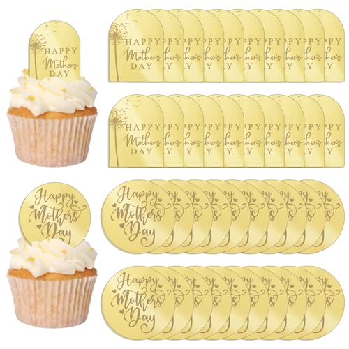 URROMA Goldener runder Bogen, Muttertags-Acryl-Kuchenaufsatz, 40 St點k, Happy Mother's Day, Cupcake-Topper, L鰓enzahn, kleines Herz, Kuchendekoration f黵 Party, B鋍kerei URROMA Goldener runder Bogen, Muttertags-Acryl-Kuchenaufsatz, 40 St點k, Happy Mother's Day, Cupcake-Topper, L鰓enzahn, kleines Herz, Kuchendekoration f黵 Party, B鋍kerei von URROMA