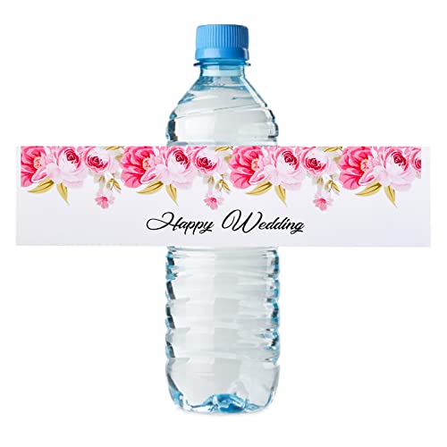 URROMA Hochzeits-Wasserflaschen-Etiketten, 100 Stück, florale Happy Wedding Wasserflaschen-Etiketten, Aufkleber, Wrap-around-Aufkleber für Wasserflaschen, Hochzeit, Brautparty, Dekoration, Rot URROMA Hochzeits-Wasserflaschen-Etiketten, 100 Stück, florale Happy Wedding Wasserflaschen-Etiketten, Aufkleber, Wrap-around-Aufkleber für Wasserflaschen, Hochzeit, Brautparty, Dekoration, Rot von URROMA