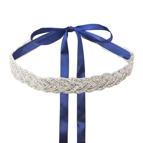 URROMA Hochzeitsgürtel, marineblauer Kristall, Brautschmuck, Hochzeitsgürtel, Strass-Schärpe, Applikation, handgefertigt, funkelnd, genäht für Frauen, 2,7 m URROMA Hochzeitsgürtel, marineblauer Kristall, Brautschmuck, Hochzeitsgürtel, Strass-Schärpe, Applikation, handgefertigt, funkelnd, genäht für Frauen, 2,7 m von URROMA
