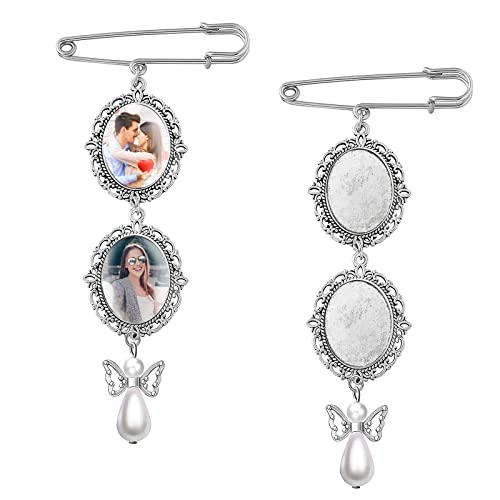 URROMA Hochzeitsstrauß-Foto-Charms, 2 Stück, Gedenkfoto-Anhänger, Lace, ovaler Rahmen, Walk Down the Gang, Charm, Foto-Charm, Ansteckbrosche für Braut oder Bräutigam, Blumenstrauß URROMA Hochzeitsstrauß-Foto-Charms, 2 Stück, Gedenkfoto-Anhänger, Lace, ovaler Rahmen, Walk Down the Gang, Charm, Foto-Charm, Ansteckbrosche für Braut oder Bräutigam, Blumenstrauß von URROMA